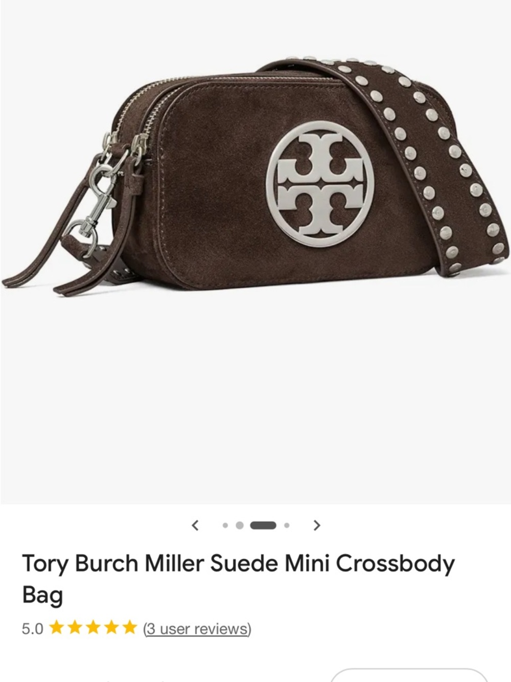 Tory Burch Mini Miller Logo Suede CrossbodyBag in Shadow Oak